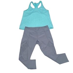 VOGO Athletica Capri Legging Mesh See-Through Crop Yoga Pant High Waist Rise